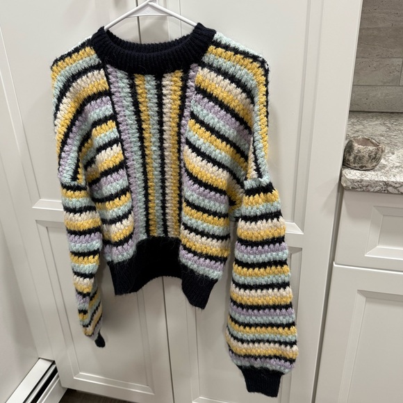 Zara Stripped Cropped Sweater Multicolor - Picture 3 of 4